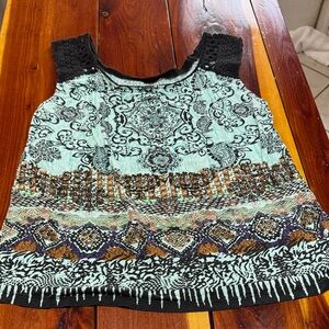 Bila Blue and Brown Cropped Sleeveless Tank Top Closet 1